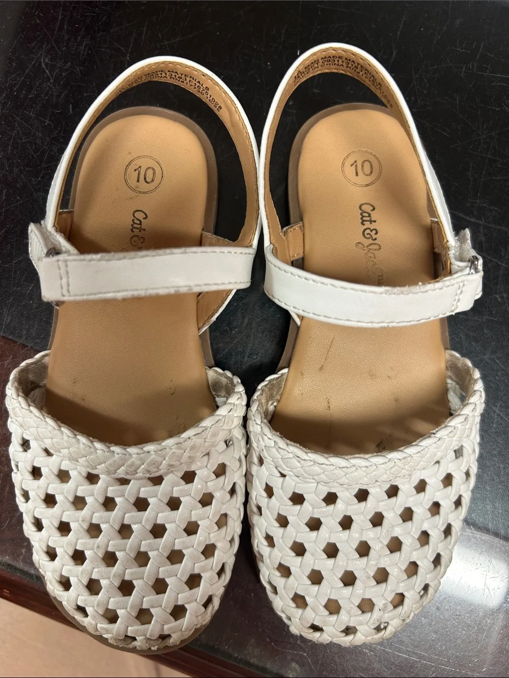 Cat & Jack White Woven Strap Kids Sandals sz 10